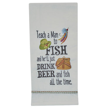 Teach A Man To Fish Embroidered Dishtowels - Set of 6 Park Designs - The Fox Decor